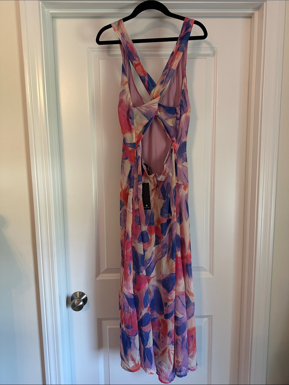 Lulu's Pink Purple Floral Midi Dress - Picture 15 of 16